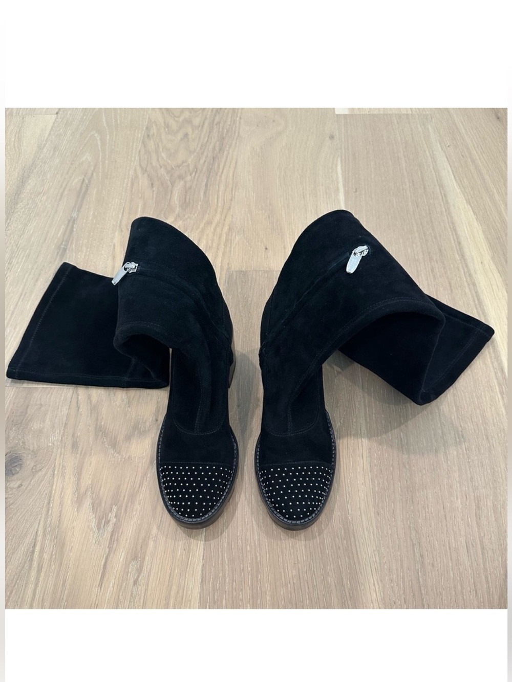 Sigerson Morrison Women’s Over the Knee Black Suede Heeled Boots Knee High Boots - Picture 5 of 16